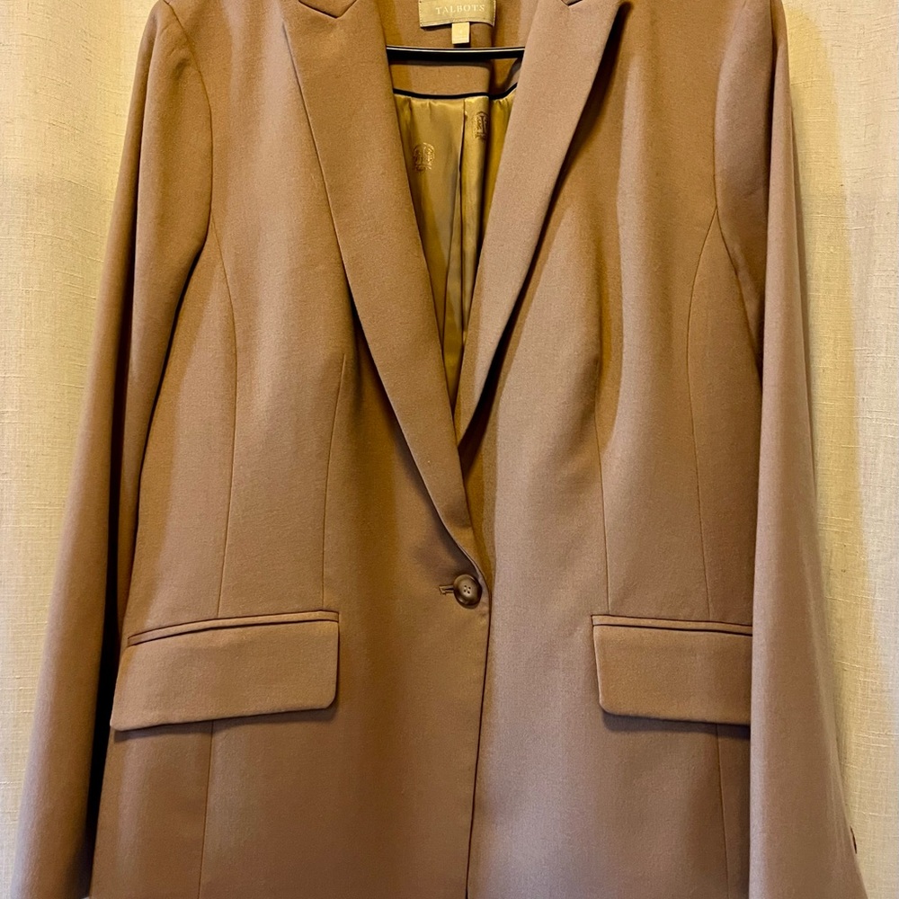 Talbots Caramel Wool Tailored Blazer with Notched Lapels NWOT